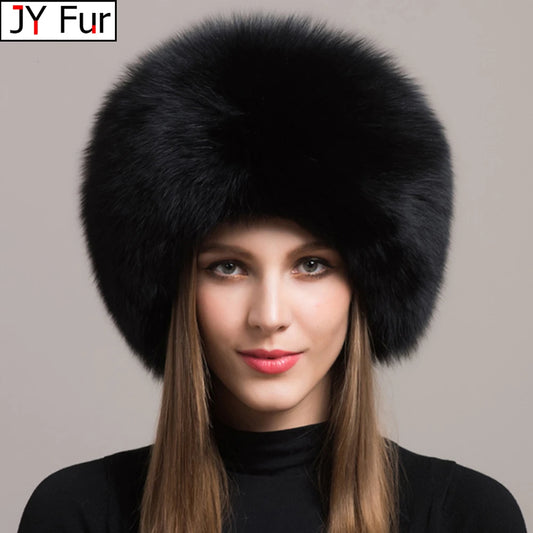 Thick Fur Cap Winter Warm Hat with Earmuffs 100% natural Fox Fur