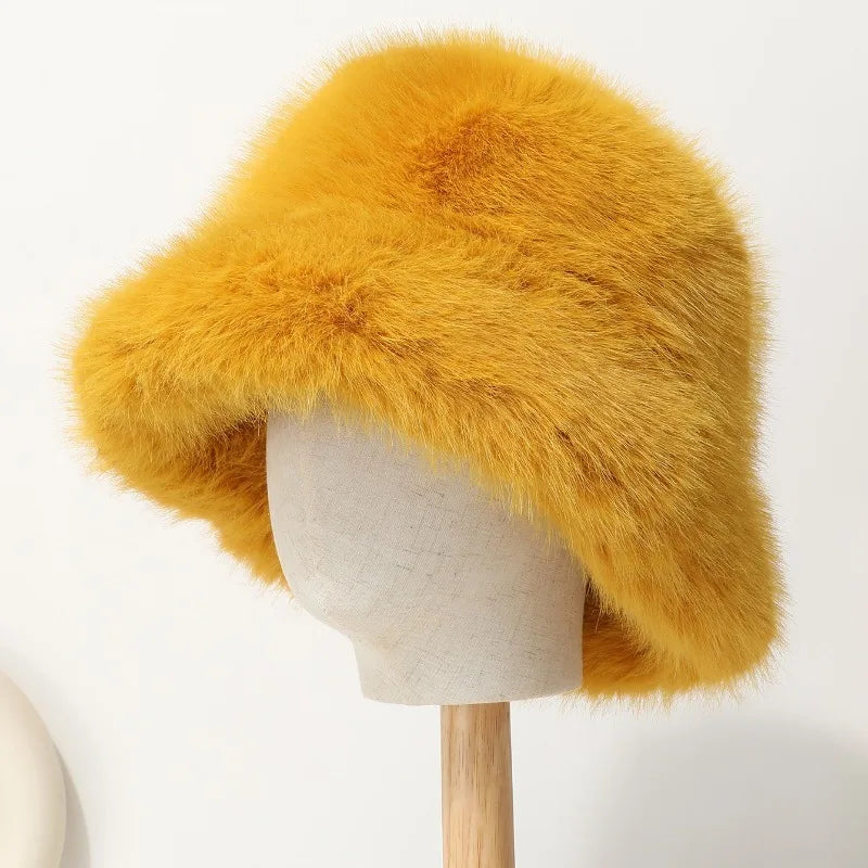 Bright Color Thick Faux Fur Hat