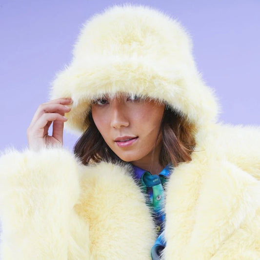 Oversized Winter Faux Fur Bucket Hat